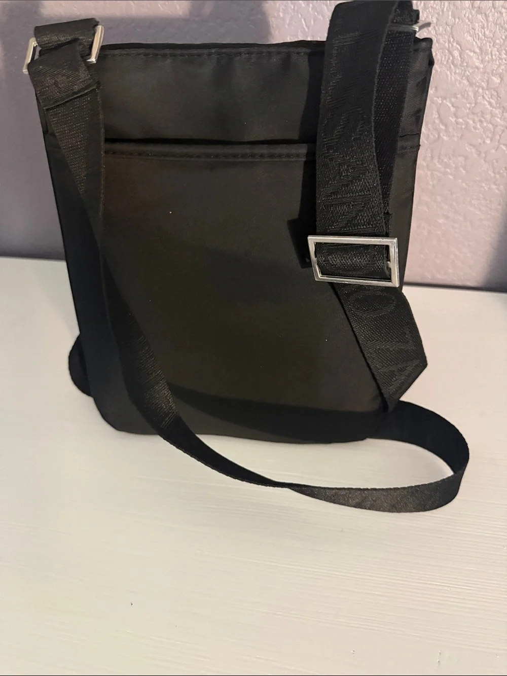 Black Nylon Crossbody Messenger Bag
